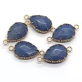Waterdrop-shaped blue stone connector with gold plating for DIY jewelry making - Dark Blue Mineral (No.5)