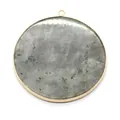 50mm natuurlijke grijze jaspis ronde hanger met gouden metalen rand en oogje - Labradoriet