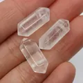 Set de tres colgantes hexagonales de cuarzo transparente con puntas para joyería DIY - Cristal de roca