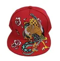 Rote Snapback-Cap mit detaillierter Adler- und Schlangenstickerei im japanischen Stil - Roter Adler-Schlangen-Stil