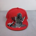Red flat brim snapback hat featuring detailed koi fish embroidery in Chinese style - Koi Carp Embroidery (Red)