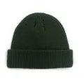Bonnet court vert foncé en tricot côtelé avec bord replié pour hommes et femmes - Taille Unique (élastique réglable) / Vert Militaire