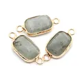 Tre pietre rettangolari di labradorite con connettori placcati in oro per gioielli fai-da-te - Pietra Flash (Labradorite)