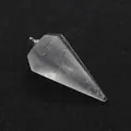 Polished clear quartz hexagonal cone pendant with silver metal bail for DIY jewelry - Transparent Crystal