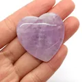 Polished 40mm natural purple amethyst heart stone bead held in hand for jewelry making - 40mm Thick 10mm, 22g / Light Purple
