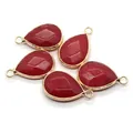 Set of five faceted red teardrop pendants with gold plated edges for DIY jewelry making - Red Jasper