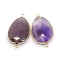 Facettierte violette Naturstein-Tropfenverbinder mit Goldrand für DIY-Schmuck - Amethyst