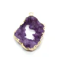 Paarse druzy agaat hanger in onregelmatige vorm met vergulde rand voor DIY sieraden - Klein (25-35mm) / Paars