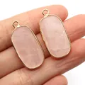 Facettierte ovale rosa Rosenquarz-Anhänger mit vergoldetem Rand für DIY-Schmuck - Rosenquarz