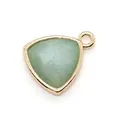 Triangle faceted green natural stone pendant with gold plated rim and small hanging loop - Triangle / Light Green (No. 2)