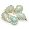 Set of five teardrop amazonite pendants with gold-plated edges for DIY jewelry - Amazonite