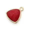 Triangle faceted red agate pendant with gold plated edges for DIY jewelry making - Triangle / Deep Red (No. 6)