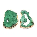 Groene natuursteen hanger set met goudkleurige randen voor DIY sieraden maken - Klein (25-35mm) / Groen