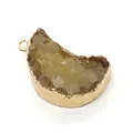 Pendentif demi-lune en pierre druzy jaune naturelle avec bordure dorée pour bijoux - Jaune Pâle (7)