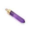 Sechseckiger violetter Kristall-Anhänger mit goldener Metallkappe für DIY-Schmuck - 5x30mm / Lila Kristall (#3)