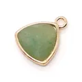 Triangle-shaped green natural stone pendant with gold-plated frame for DIY jewelry - Triangle / Green (No. 8)