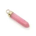 Rosa Rosenquarz Sechskant-Anhänger in Projektilform mit vergoldeter Öse für DIY - 5x30mm