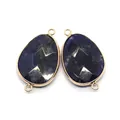 Lapis Lazuli Blauer Tropfenstein-Verbinder mit Facettenschliff und vergoldeten Doppelösen - Sodalith