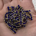 Chaîne de perles en cristal facetté bleu foncé et détails en métal doré pour bijoux - Mélange Bleu Foncé Or