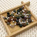Goldene Edelstahlkette mit bunten Natursteinen und Perlen für DIY-Schmuckherstellung - Bunter Achat-Mix-Stil (Nr. 3)