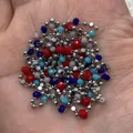 Colorful faceted stone beads with silver metal spacers for DIY jewelry making - Multicolored Style (No. 1) / 10m/Roll