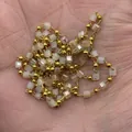 Delicate gold bead chain with multi-faceted milky pink crystal cubes for DIY jewelry - Light Pink (No 1)