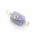 Connettore rettangolare in pietra blu con filo dorato e due asole per gioielli DIY - Stile Blu Chiaro (1)