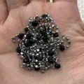 Silver metal bead necklace with black faceted natural stone and clear crystal beads - Black & Clear Style (No. 3) / 10m/Roll