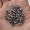 Colorful multifaceted crystal bead chain with silver metal accents for DIY jewelry making - Pink & Blue & Milky Style (No. 4) / 10m/Roll