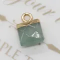 Square green natural stone pendant with polished gold metal clasp for DIY jewelry - Square (1003-T220518003) / Green Aventurine