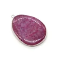 Teardrop purple dragon vein agate stone pendant with silver metal frame for DIY jewelry - Rose Red