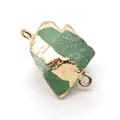 DIY jewelry connector with natural green stone and golden metal edge for craft designs - 13x20-17x25mm / No. 3 Green Aventurine