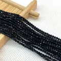 Strands of 2mm black faceted natural stone crystal beads for DIY jewelry making - Small / US 2