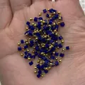 Cadena de cuentas doradas y cubos azul oscuro para creación de joyas DIY - Azul Oscuro (No.7)