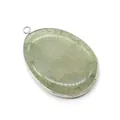 Pendente ovale in agata drago verde con bordo in metallo argento per collana fai-da-te - verde chiaro
