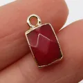 Rechteckiger facettierter roter Edelsteinanhänger mit Goldrand für DIY-Schmuck - Roter Stein Stil (5)