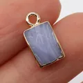 Rechteckiger hellblauer Naturstein-Anhänger mit goldenem Metallrahmen für DIY-Schmuck - Blauer Spitzenstein-Stil (7)