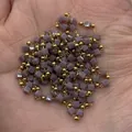Cadena para joyas DIY con cuentas doradas y cubos de piedra natural gris púrpura - Púrpura Grisáceo (No. 11)