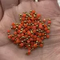 Cadena de bolas doradas de 2-3mm con piedras naranjas cuadradas para bisutería DIY - Rojo Anaranjado (N.º 12)