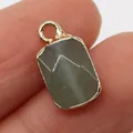 Rechteckiger Malachit-Steinanhänger mit goldenem Metallrahmen für DIY-Schmuckbau - Graugrüner Stein Stil (10)