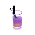 Miniature purple juice resin pendant with lemon slice and black straw for DIY crafts - Violet