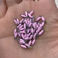 Pink rice bead chain in silver finish for DIY jewelry necklaces and bracelets - Light Pink