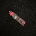 Miniature glass bottle pendant with pink dried flower and sequins for DIY necklaces - Pink Cap (No.4)