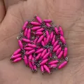Pink enamel rice-shaped bead chain with silver finish links held in hand for DIY jewelry - Rose Pink