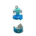 Blue ocean-themed glass bottle pendant with shell, beads, and glitter for DIY jewelry - 16x42mm / Blue Style (No. 1)