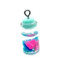 Mini glass milk tea cup pendant with blue lid and love heart sequins for DIY jewelry - Light Blue (No. 2)