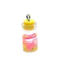 Miniature pink milk tea bottle pendant with heart sequins and yellow cap for DIY jewelry - Yellow (No.4)