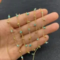 Gold twist chain necklace with light blue round beads for DIY jewelry making - In Roll / Light Blue (Number 4)