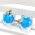 Acrylic square cube charms with blue sphere insert and gold metal ring 15x20mm - Square / Sky Blue