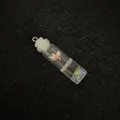Mini glass cylinder pendant with pink dried flower and colorful glitter inside - White Cap (No.10)